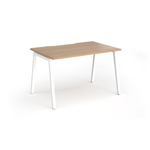 Connex Angled 1200 x 800 x 725mm Single Desk - White Frame / Beech Top