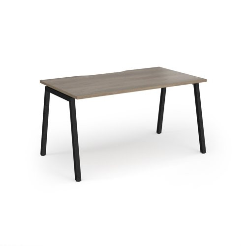Connex Angled 1400 x 800 x 725mm Single Desk - Black Frame / Nebraska Oak Top
