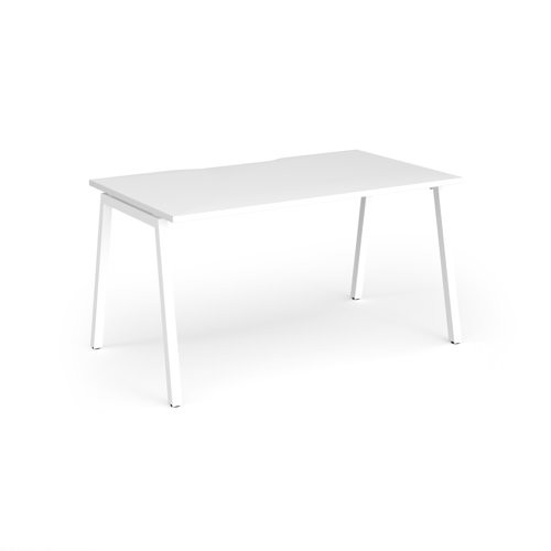 Connex Angled 1400 x 800 x 725mm Single Desk - White Frame / White Top