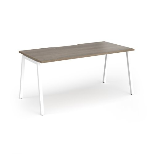 Connex Angled 1600 x 800 x 725mm Single Desk - White Frame / Nebraska Oak Top