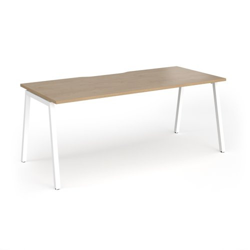 Connex Angled 1800 x 800 x 725mm Single Desk - White Frame / Kendal Oak Top