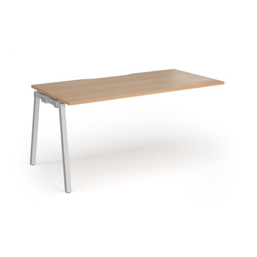 Connex Angled 1600 x 800 x 725mm Single Add On Bay - Silver Frame / Beech Top