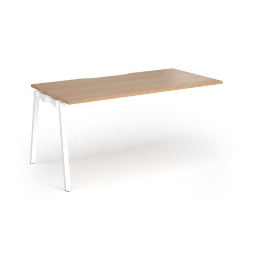 Connex Angled 1600 x 800 x 725mm Single Add On Bay - White Frame / Beech Top