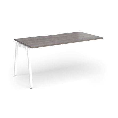Connex Angled 1600 x 800 x 725mm Single Add On Bay - White Frame / Grey Oak Top