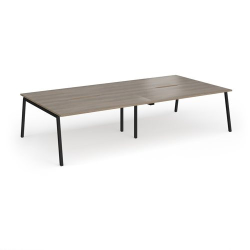 Connex Angled 3200 x 1600 x 725mm Back to Back Desk (4 x 1600mm) - Black Frame / Nebraska Oak Top