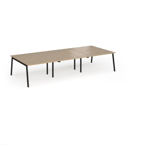 Connex Angled 3600 x 1600 x 725mm Back to Back Desk (6 x 1200mm) - Black Frame / Kendal Oak Top