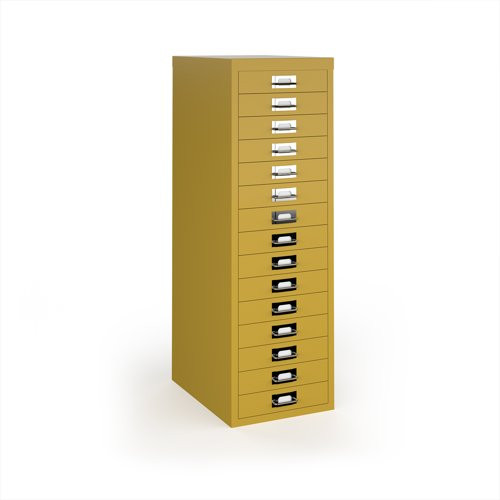 Bisley multi drawers with 15 drawers - sunflower yellow
