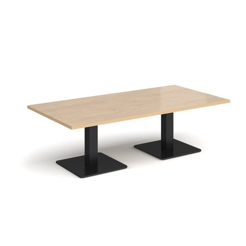 Brescia rectangular coffee table with flat square black bases 1600mm x 800mm - Kendal oak