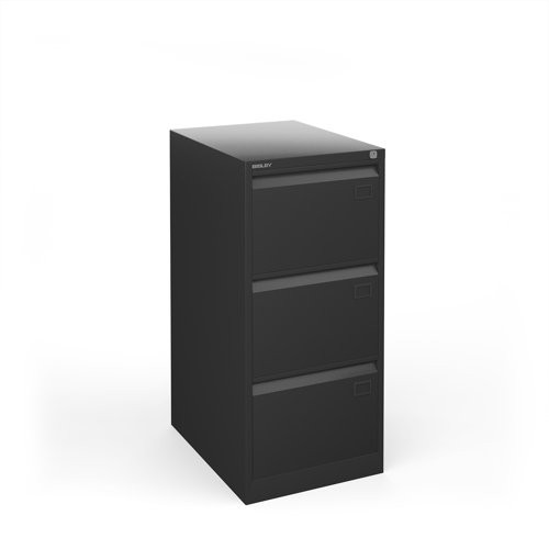 Steel 3 drawer filing cabinet 1016mm high - black