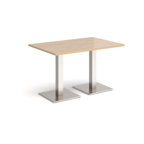 Brescia rectangular dining table with flat square brushed steel bases 1200mm x 800mm - Kendal oak