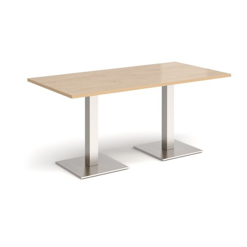 Brescia rectangular dining table with flat square brushed steel bases 1600mm x 800mm - Kendal oak