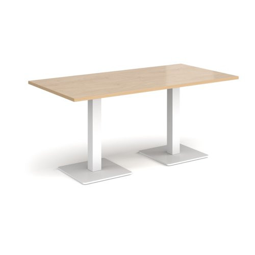 Brescia rectangular dining table with flat square white bases 1600mm x 800mm - Kendal oak