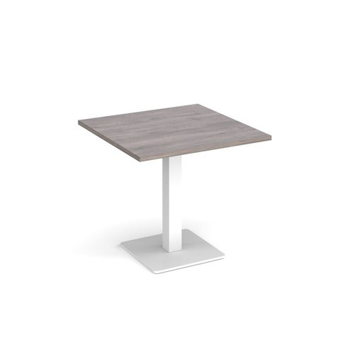 Brescia square dining table with flat square white base 800mm - grey oak