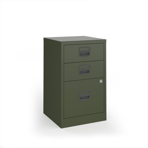 Bisley A4 home filer with 3 drawers - olive green