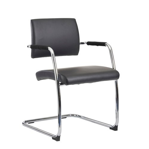 Bruges meeting room cantilever chair (pack of 2) - black bonded leather