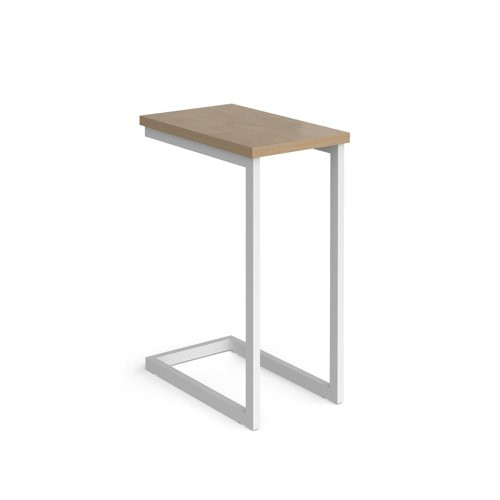 Buddy laptop table with white frame and oblong top - Kendal oak