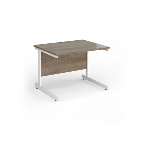 Contract 25 straight desk with white cantilever leg 1000mm x 800mm - nebraska oak top