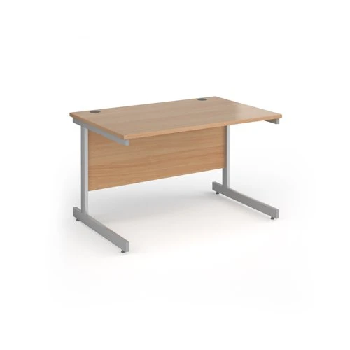 Contract 25 straight desk with silver cantilever leg 1200mm x 800mm - beech top