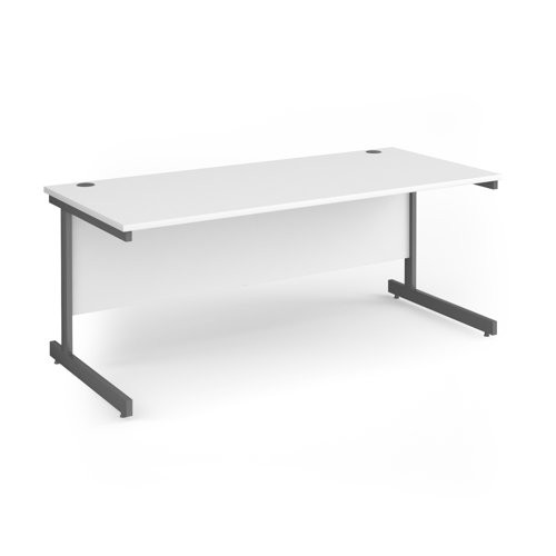 Contract 25 straight desk with graphite cantilever leg 1800mm x 800mm - white top