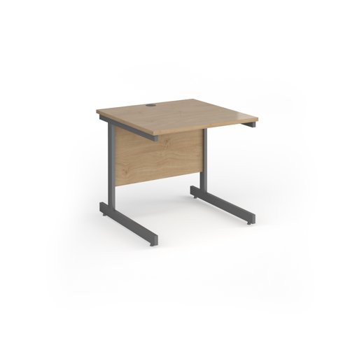 Contract 25 straight desk with graphite cantilever leg 800mm x 800mm - kendal oak top