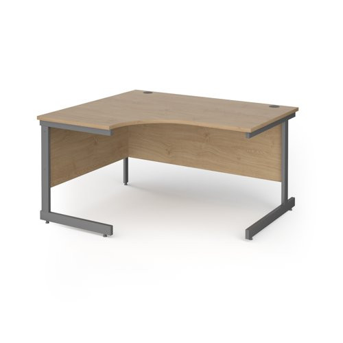 Contract 25 left hand ergonomic desk with graphite cantilever leg 1400mm - kendal oak top