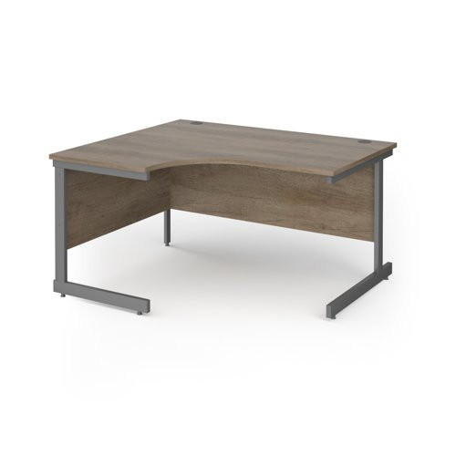 Contract 25 left hand ergonomic desk with graphite cantilever leg 1400mm - nebraska oak top