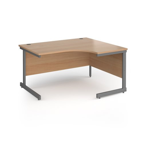Contract 25 right hand ergonomic desk with graphite cantilever leg 1400mm - beech top
