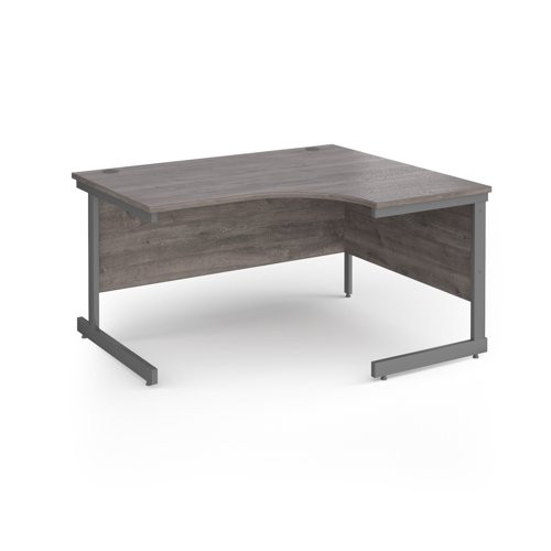 Contract 25 right hand ergonomic desk with graphite cantilever leg 1400mm - grey oak top