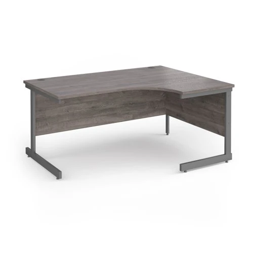 Contract 25 right hand ergonomic desk with graphite cantilever leg 1600mm - grey oak top