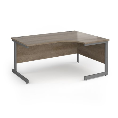 Contract 25 right hand ergonomic desk with graphite cantilever leg 1600mm - nebraska oak top