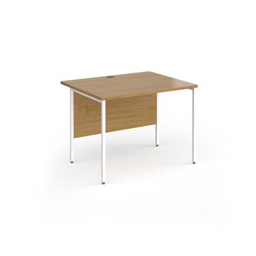 Contract 25 straight desk with white H-Frame leg 1000mm x 800mm - oak top