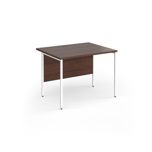 Contract 25 straight desk with white H-Frame leg 1000mm x 800mm - walnut top