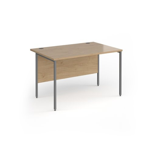 Contract 25 straight desk with graphite H-Frame leg 1200mm x 800mm - kendal oak top