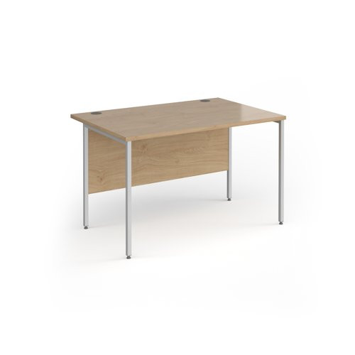 Contract 25 straight desk with silver H-Frame leg 1200mm x 800mm - kendal oak top