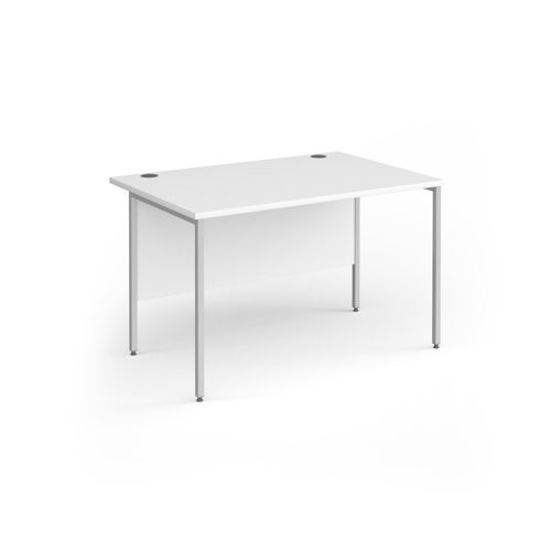 Contract 25 straight desk with silver H-Frame leg 1200mm x 800mm - white top