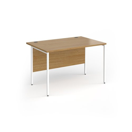 Contract 25 straight desk with white H-Frame leg 1200mm x 800mm - oak top