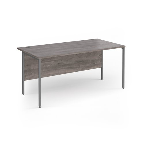 Contract 25 straight desk with graphite H-Frame leg 1600mm x 800mm - grey oak top