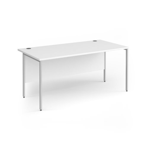 Contract 25 straight desk with silver H-Frame leg 1600mm x 800mm - white top