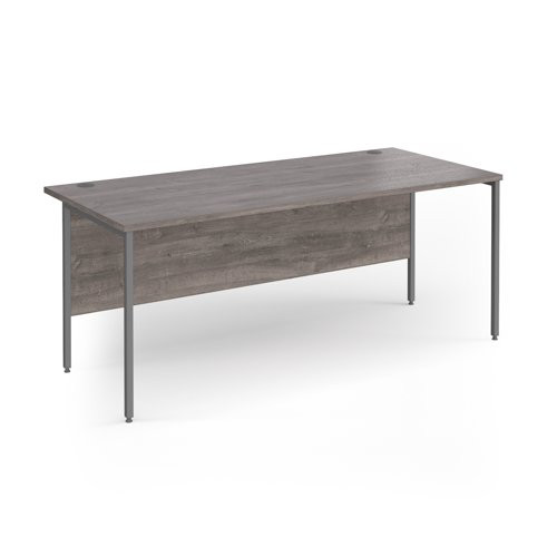 Contract 25 straight desk with graphite H-Frame leg 1800mm x 800mm - grey oak top