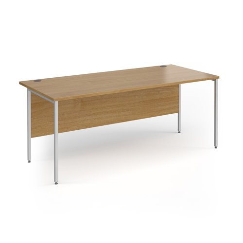 Contract 25 straight desk with silver H-Frame leg 1800mm x 800mm - oak top