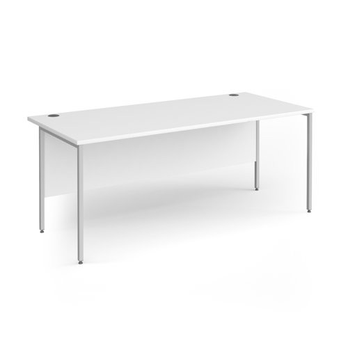Contract 25 straight desk with silver H-Frame leg 1800mm x 800mm - white top