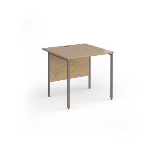 Contract 25 straight desk with graphite H-Frame leg 800mm x 800mm - kendal oak top