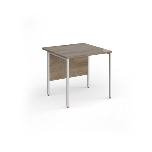 Contract 25 straight desk with silver H-Frame leg 800mm x 800mm - nebraska oak top