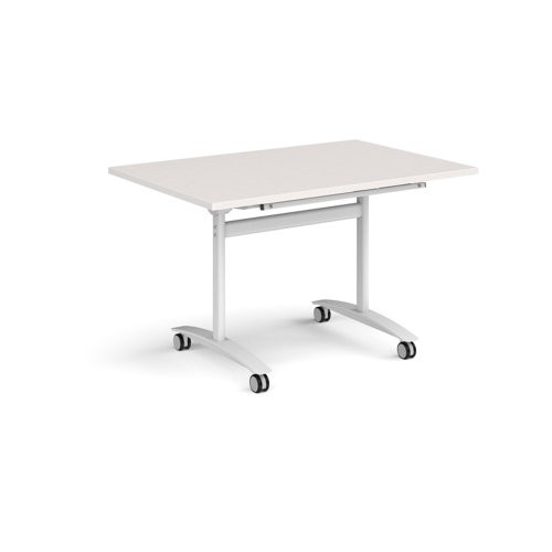 Rectangular deluxe flip top meeting table with white frame 1200mm x 800mm - Light Grey