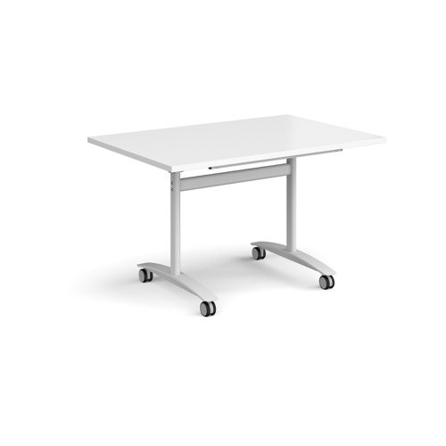 Rectangular deluxe flip top meeting table with white frame 1200mm x 800mm - white