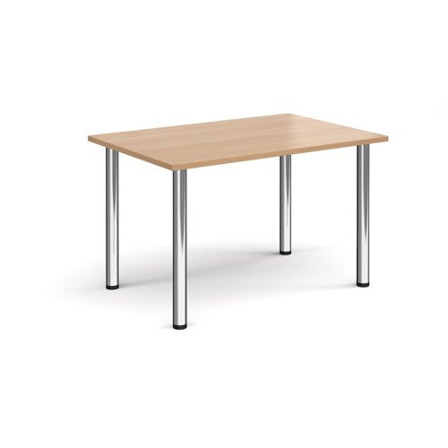 Rectangular chrome radial leg meeting table 1200mm x 800mm - beech