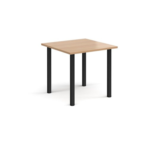 Rectangular black radial leg meeting table 800mm x 800mm - beech