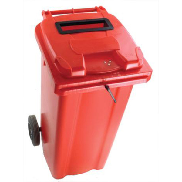 Wheeled Bin UV Stabilised Polyethylene with Rear Wheels Lid Lock 120 Litre Capacity 480x555x930mm Red