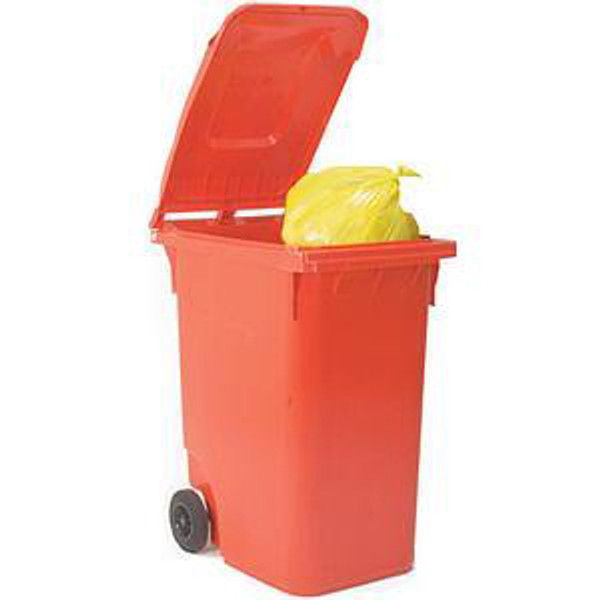 Wheelie Bin High Density Polyethylene with Rear Wheels 80 Litre Capacity 445x525x930mm Red