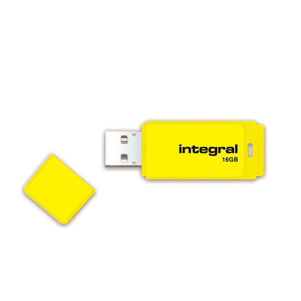 Integral Neon USB Drive 2.0 Capacity 16GB Yellow Ref INFD16GBNEONYL